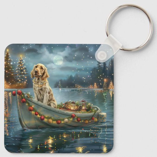Engelse Setter Kerstfeest reis Sleutelhanger (Achterkant)