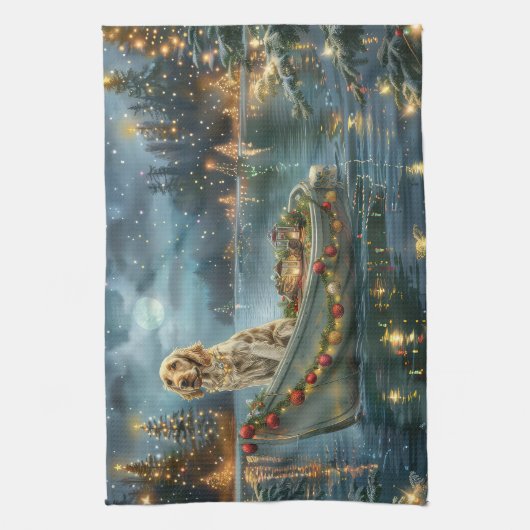 Engelse Setter Kerstfeest reis Theedoek (Verticaal)