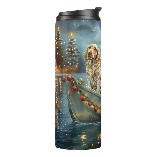 Engelse Setter Kerstfeest reis Thermosbeker (Gedraaid links)