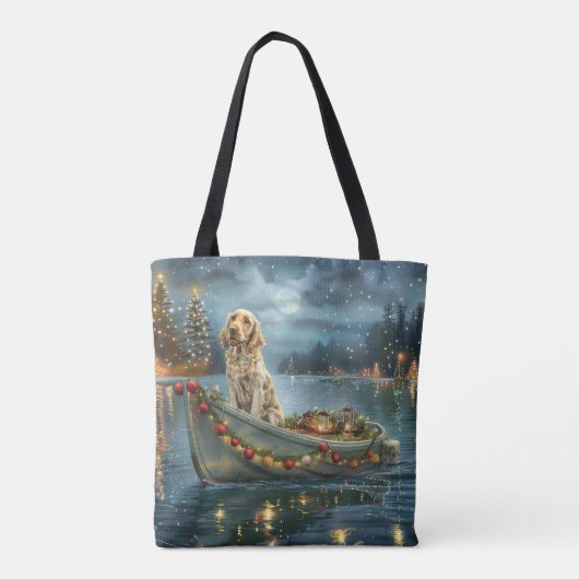 Engelse Setter Kerstfeest reis Tote Bag (Achterkant)