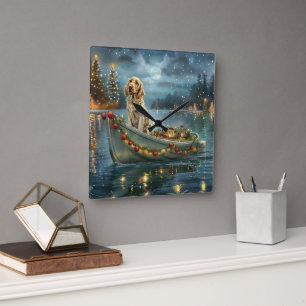 Engelse Setter Kerstfeest reis Vierkante Klok