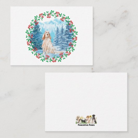 Engelse Setter kerstkaart Notitiekaartje (Voorkant / Achterkant)