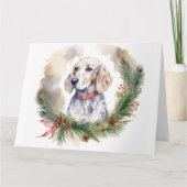 Engelse Setter Kerstkrans Feestelijke Pup Kaart (Voorkant)