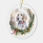 Engelse Setter Kerstkrans Feestelijke Pup Keramisch Ornament (Links)