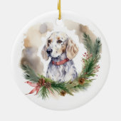 Engelse Setter Kerstkrans Feestelijke Pup Keramisch Ornament (Achterkant)