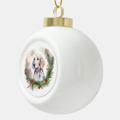 Engelse Setter Kerstkrans Feestelijke Pup Keramische Bal Ornament (Rechts)