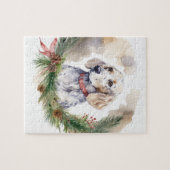 Engelse Setter Kerstkrans Feestelijke Pup Legpuzzel (Horizontaal)