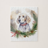 Engelse Setter Kerstkrans Feestelijke Pup Legpuzzel (Verticaal)