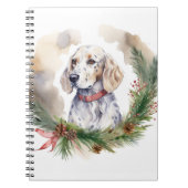Engelse Setter Kerstkrans Feestelijke Pup Notitieboek (Voorkant)