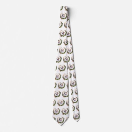 Engelse Setter Kerstkrans Feestelijke Pup Stropdas (Voorkant)