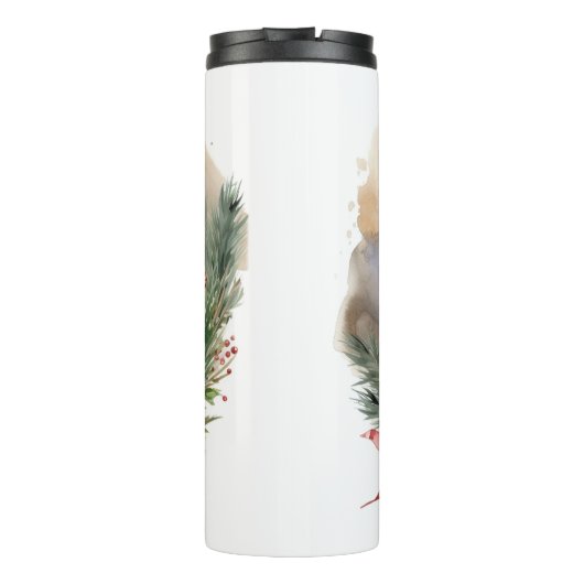 Engelse Setter Kerstkrans Feestelijke Pup Thermosbeker (Achterkant)