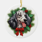 Engelse Setter kerstkrans Keramisch Ornament (Voorkant)