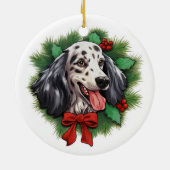 Engelse Setter kerstkrans Keramisch Ornament (Achterkant)