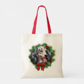 Engelse Setter kerstkrans Tote Bag (Achterkant)