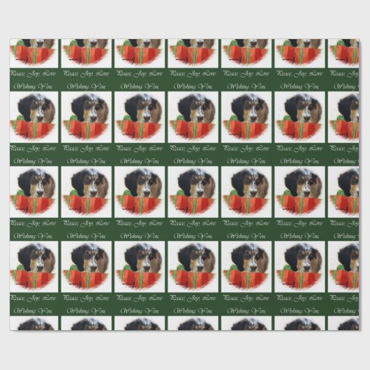 Engelse Setter Kerstmis Cadeaupapier (Vlak)