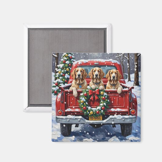 Engelse Setter Kerstmis Rode Truck Vakantie Magneet (Voorkant / Achterkant)