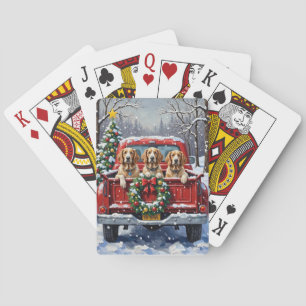Engelse Setter Kerstmis Rode Truck Vakantie Pokerkaarten