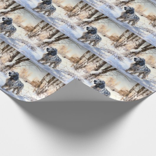 Engelse setter laat het sneeuwen Kerstmis Cadeaupapier (Hoek)