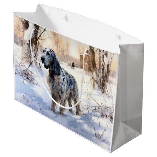 Engelse setter laat het sneeuwen Kerstmis Groot Cadeauzakje (Achterkant Gekanteld)