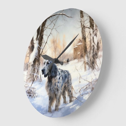 Engelse Setter Laat het Sneeuwen Kerstmis Grote Klok (Hoek)