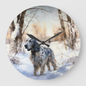 Engelse Setter Laat het Sneeuwen Kerstmis Grote Klok (Voorkant)