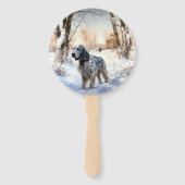 Engelse setter laat het sneeuwen Kerstmis Handwaaier (Voorkant)