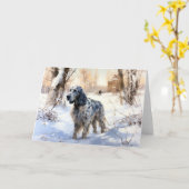 Engelse Setter Laat het Sneeuwen Kerstmis Kaart (Gele Bloem)