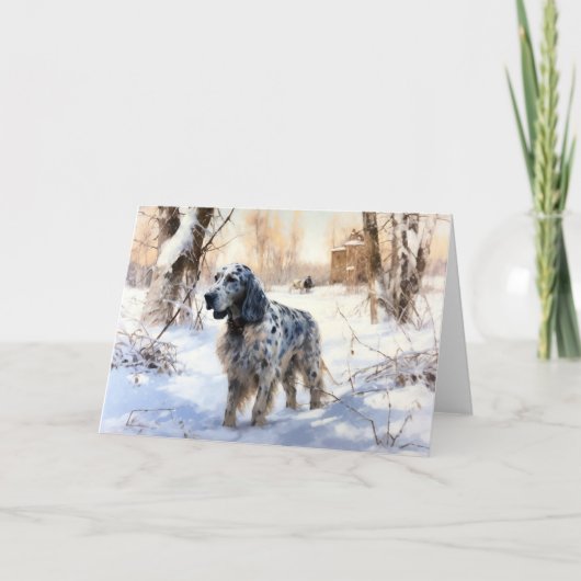 Engelse Setter Laat het Sneeuwen Kerstmis Kaart (Voorkant)