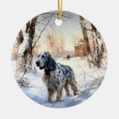 Engelse setter laat het sneeuwen Kerstmis Keramisch Ornament (Voorkant)
