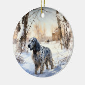 Engelse setter laat het sneeuwen Kerstmis Keramisch Ornament (Links)