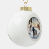 Engelse setter laat het sneeuwen Kerstmis Keramische Bal Ornament (Links)