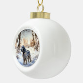 Engelse setter laat het sneeuwen Kerstmis Keramische Bal Ornament (Rechts)