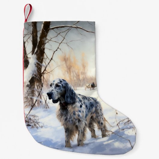 Engelse Setter Laat het Sneeuwen Kerstmis Kleine Kerstsok (Voorkant)