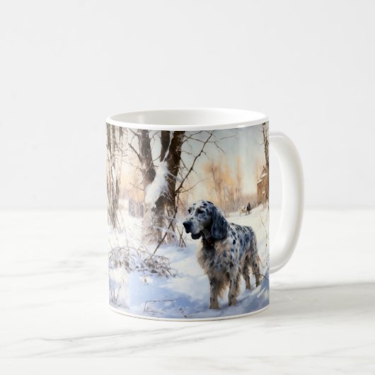 Engelse setter laat het sneeuwen Kerstmis Koffiemok (Voorkant rechts)
