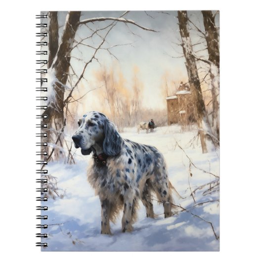 Engelse Setter Laat het Sneeuwen Kerstmis Notitieboek (Voorkant)