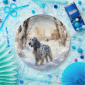 Engelse setter laat het sneeuwen Kerstmis Papieren Bordje (Feest)