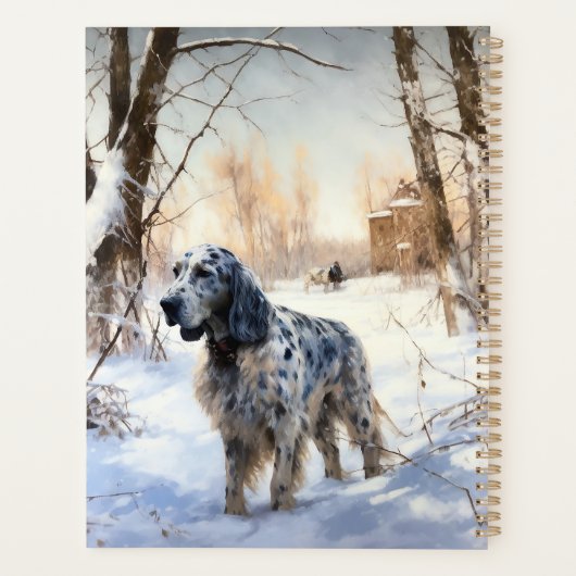 Engelse setter laat het sneeuwen Kerstmis Planner (Achterkant)