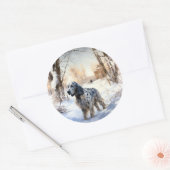 Engelse setter laat het sneeuwen Kerstmis Ronde Sticker (Envelop)