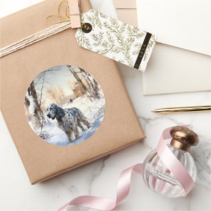 Engelse setter laat het sneeuwen Kerstmis Ronde Sticker