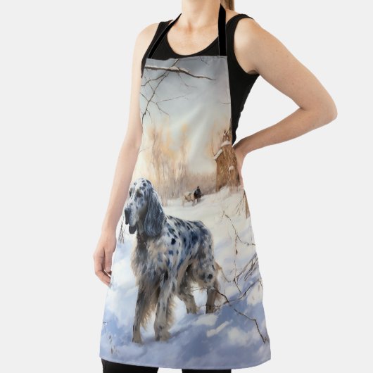 Engelse setter laat het sneeuwen Kerstmis Schort (Insitu)