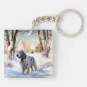 Engelse setter laat het sneeuwen Kerstmis Sleutelhanger (Achterkant)