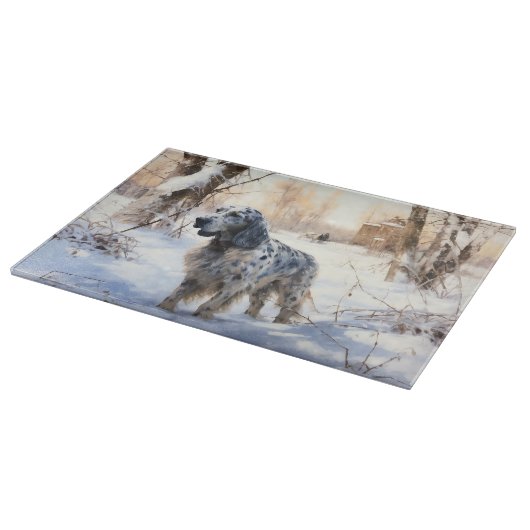 Engelse setter laat het sneeuwen Kerstmis Snijplank (Hoek)