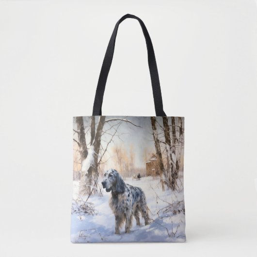 Engelse setter laat het sneeuwen Kerstmis Tote Bag (Voorkant)