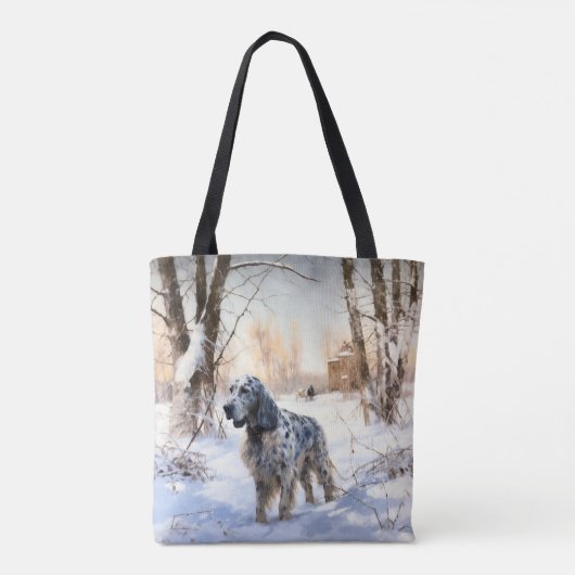 Engelse setter laat het sneeuwen Kerstmis Tote Bag (Achterkant)