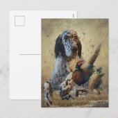 Engelse setter met fazanten, kunst feestdagenkaart (Voorkant / Achterkant)