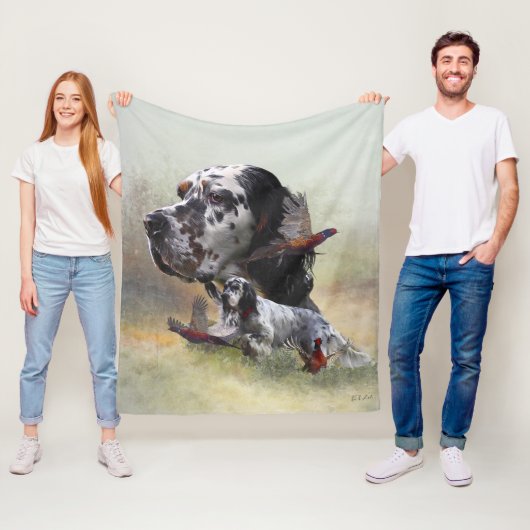 Engelse setter met fazanten, kunst   fleece deken (In situ)