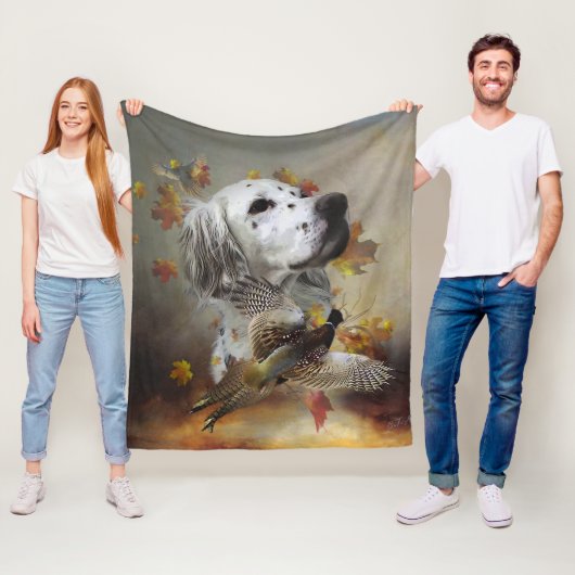 Engelse setter met fazanten, kunst fleece deken (In situ)