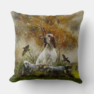 Engelse setter met fazanten, kunst   kussen