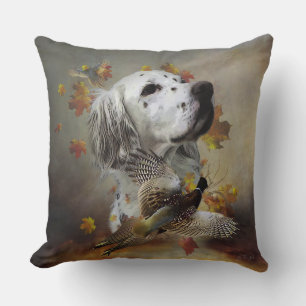 Engelse setter met fazanten, kunst kussen