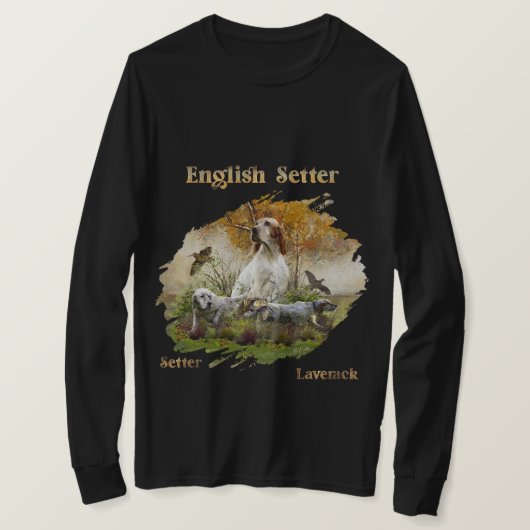 Engelse setter met fazanten, kunst t-shirt (Design voorkant)